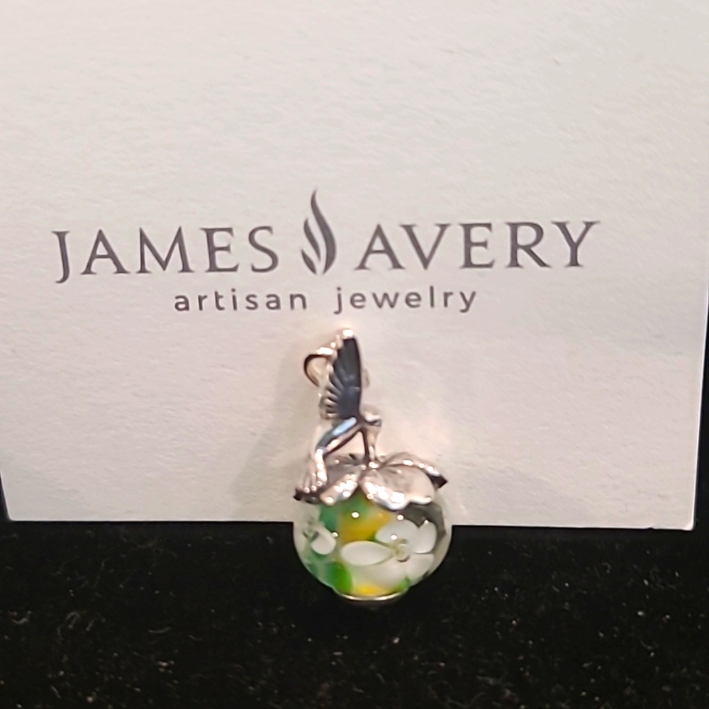 James Avery Sterling Silver Hummingbird Finial Glass Bead